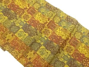 縞に華紋・鳥模様織出し名古屋帯